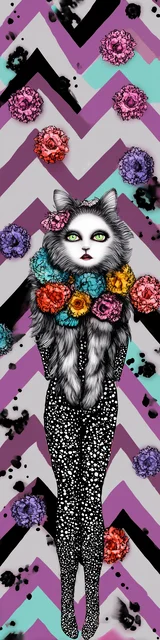 Free unique bookmark featuring a standing cat on a jagged surface